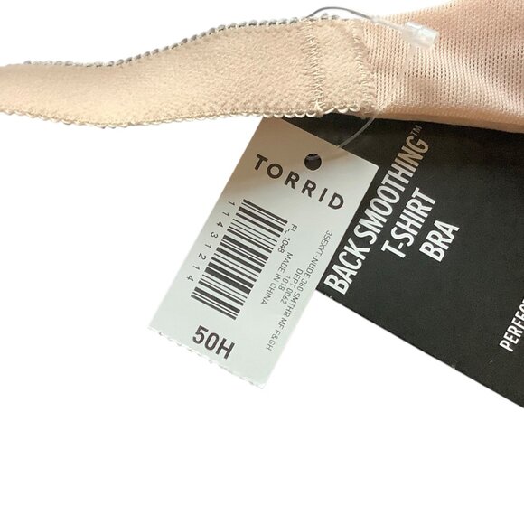 Torrid Back Smoothing T-Shirt Bra Size 50H Beige NEW NWT Adjustable Smooth - Picture 4 of 8